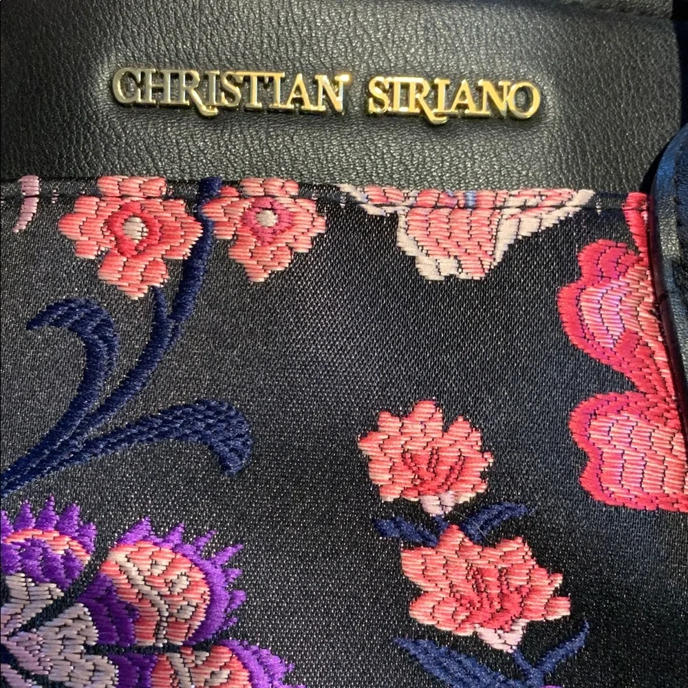 Beautiful Christian Soriano Black and Pink Floral Embroidered Purse